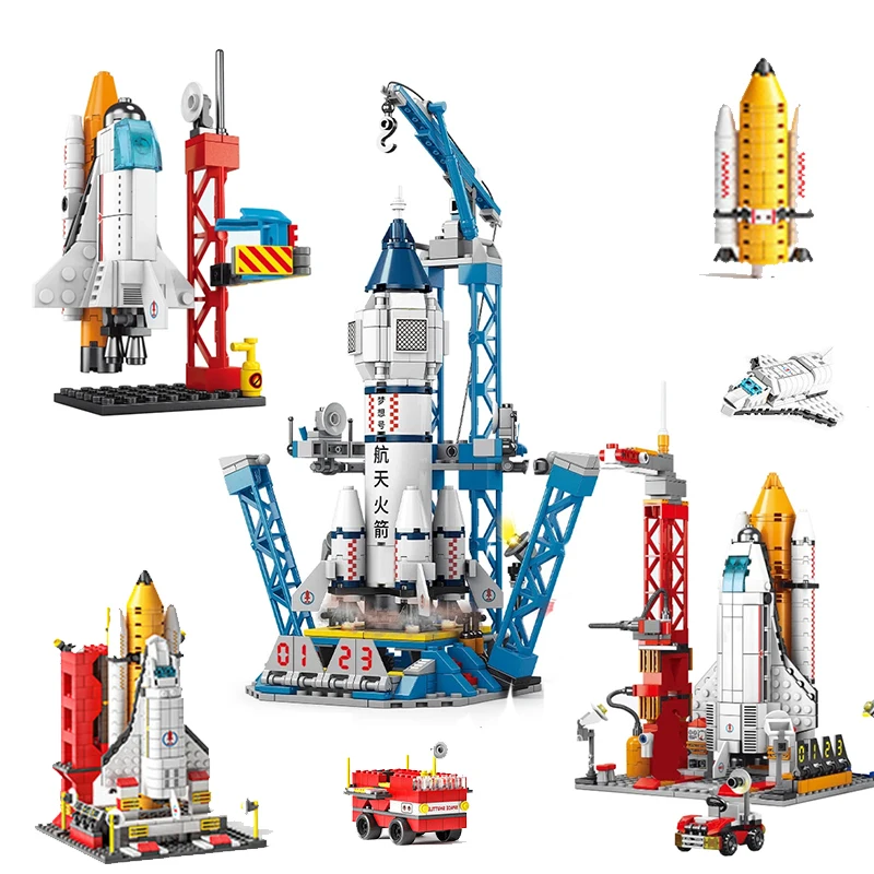Aerospaziale Space Rocket Launch Center Base Puzzle Modello Mini Building Blocks Assemblare Mattoni Ragazzi Bambini Giocattoli Per Bambini