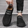 New Leather Men's Hiking Shoes Lace-up Man Light Flats Comfortable Outdoor Driving Flats Fashion Stylish Casual Shoes for Men 2