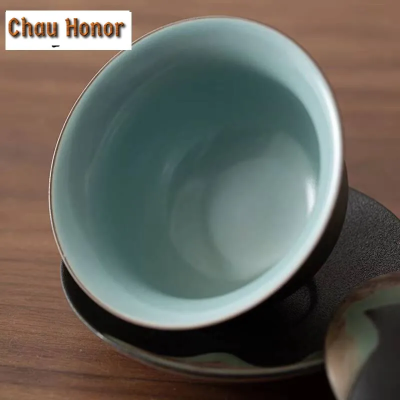 180ml Hand Painted Distant Hills Coarse Pottery Gaiwan Tea Tureen Tea Bowl With Lid Kit Tea Maker Cover Bowl Teaset Ornaments