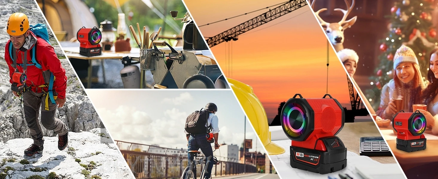 Bluetooth Speaker Compatible with Milwaukee M18 18v Battery With USB Type-C Port