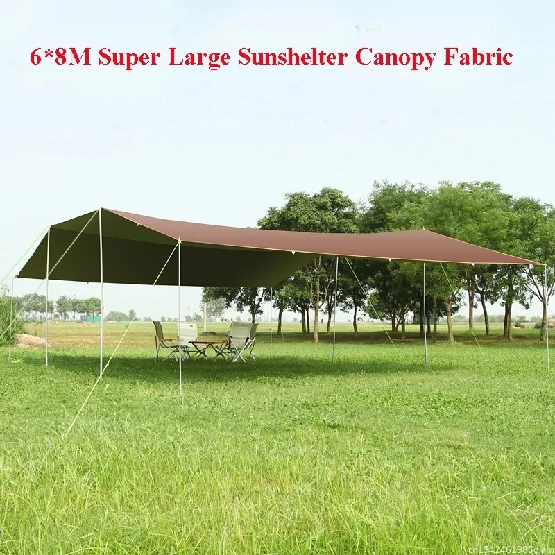 6*8m Outdoor Camping Awning Waterproof Oxford Silver Coated Sunshelter Tarp More Hanging Points
