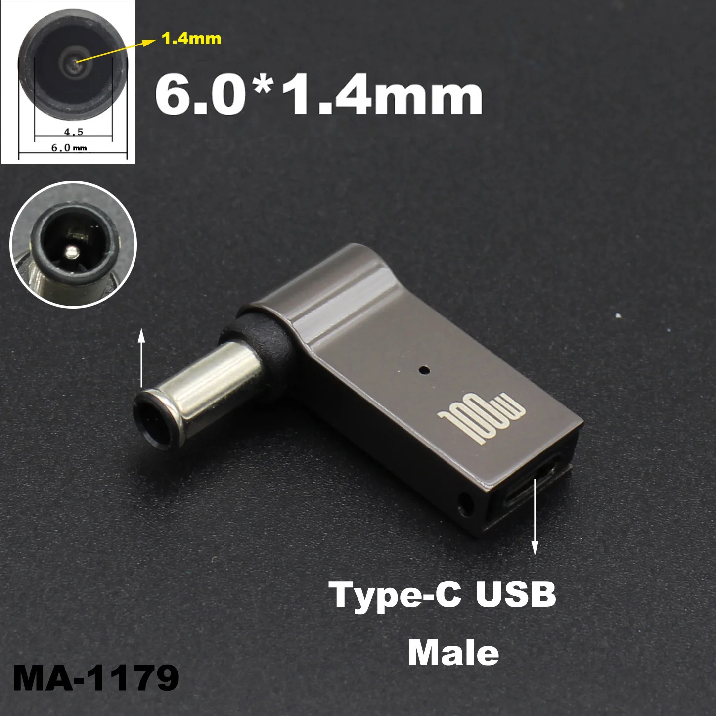 100W USB-C to DC Power Adapter Converter for Universal Laptop Charging