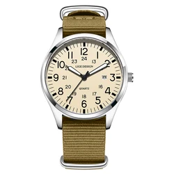 Luxurious LIGE Men's Quartz Sports Watch with Luminous Hands and Nylon Strap (Brown)