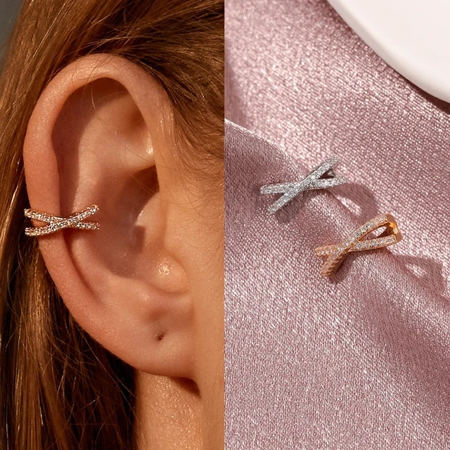 1PC Punk métal Zircon oreille manchette oreille pince pour femmes sans percé C forme géométrique petite oreille manchette oreille enveloppement oreille manchette Clips bijoux 1