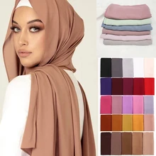 

2021 Fashion Women Solid Chiffon Headscarf Ready To Wear Instant Hijab Scarf Muslim Shawl Islamic Hijabs Arab Wrap Head Scarves