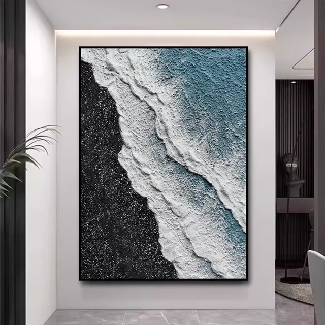 บทคัดย่อมีด3D Wave ภาพตกแต่งบ้าน Wall Art มือวาดดอกไม้ภาพวาดผ้าใบทำด้วยมือภาพวาดดอกไม้ 1