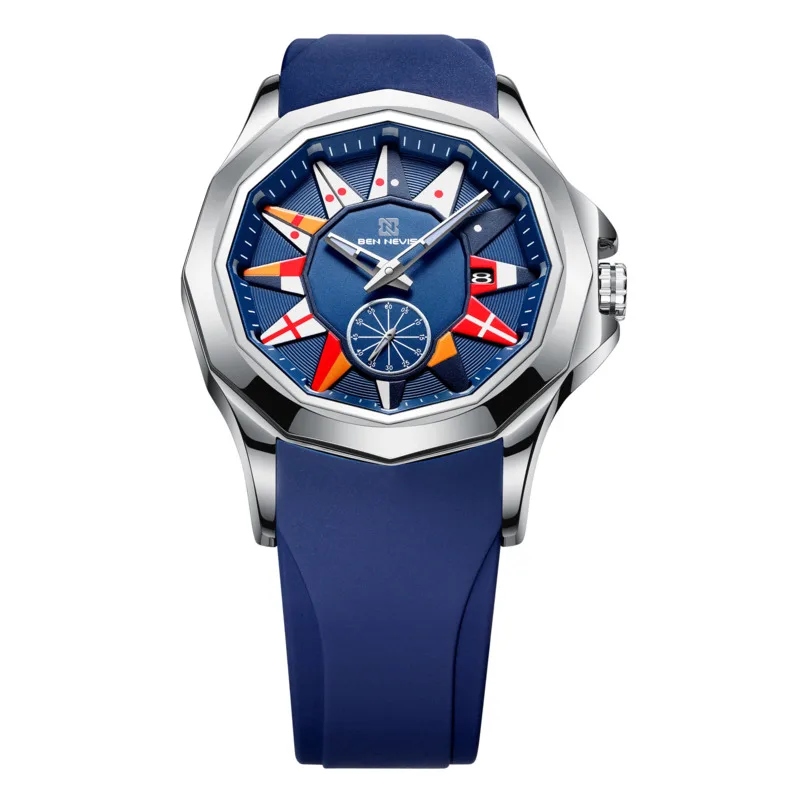 Quartz Watch For Men Reloj Hombre Sports Fashion Casual Personaliz Dial Glow Calendar 3bar Waterproof Silicone Strap Male Watch