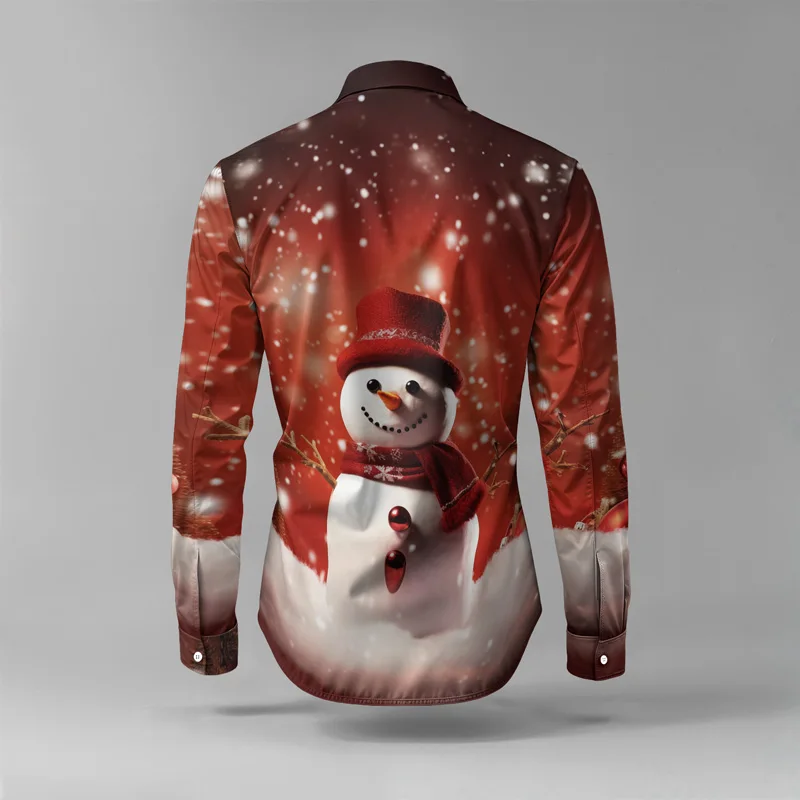 2025 Spring Summer Men Shirt Set Christmas Print Fashion Gingerbread Man Two Piece Set Mens Snowman Lightweight Party Long_viptrois.com
