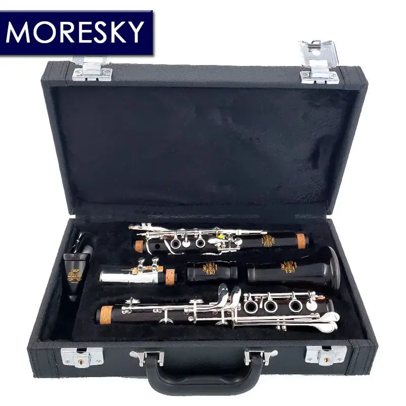 MORESKY Ebony Clarinet A tune 17 Key Silver plated copper Clarinet In La MA68