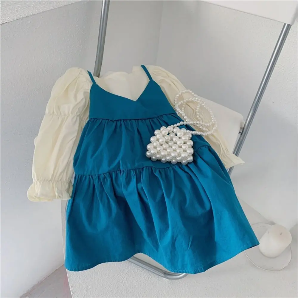 Elegant Pleated Lace Princes Dress Loose Bowknot Girls Long Dress A-line Sweet Children Long Sleeved Dress Holiday