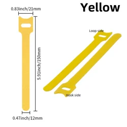 Colorful Reusable Velcro Cable Organizer and Fastener Straps (Set of 100) - 100PCS (Yellow)