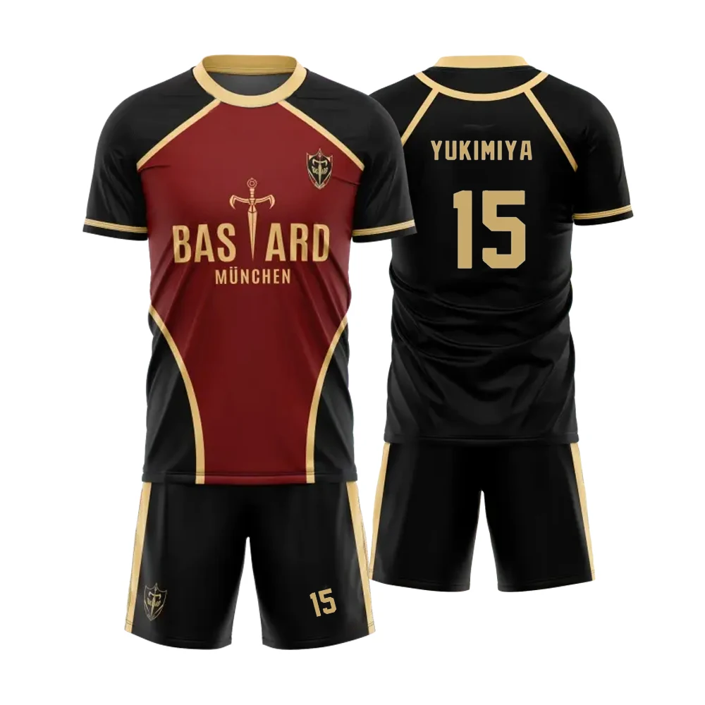 Jersey Futsal Pattern Vl Replika Blue Lock Anime Bastard Munich Men Short Sleeve Shorts Set Women's Street Casual Sports T Shirt 5