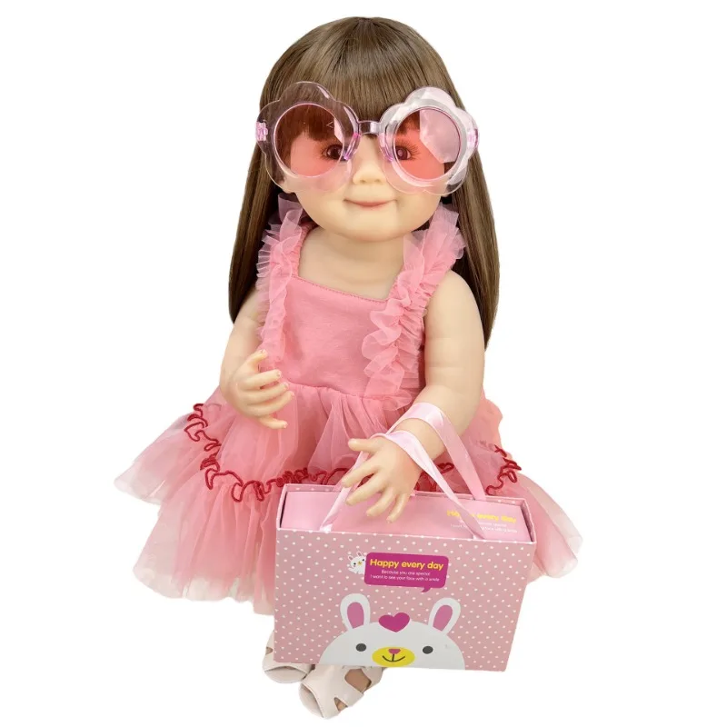 

55CM Bebe Reborn Full Body Soft Vinyl Lifelike Art Reborn Baby Long Hair Girl Bonecas Infantil Meninas Real Looking Baby Dolls