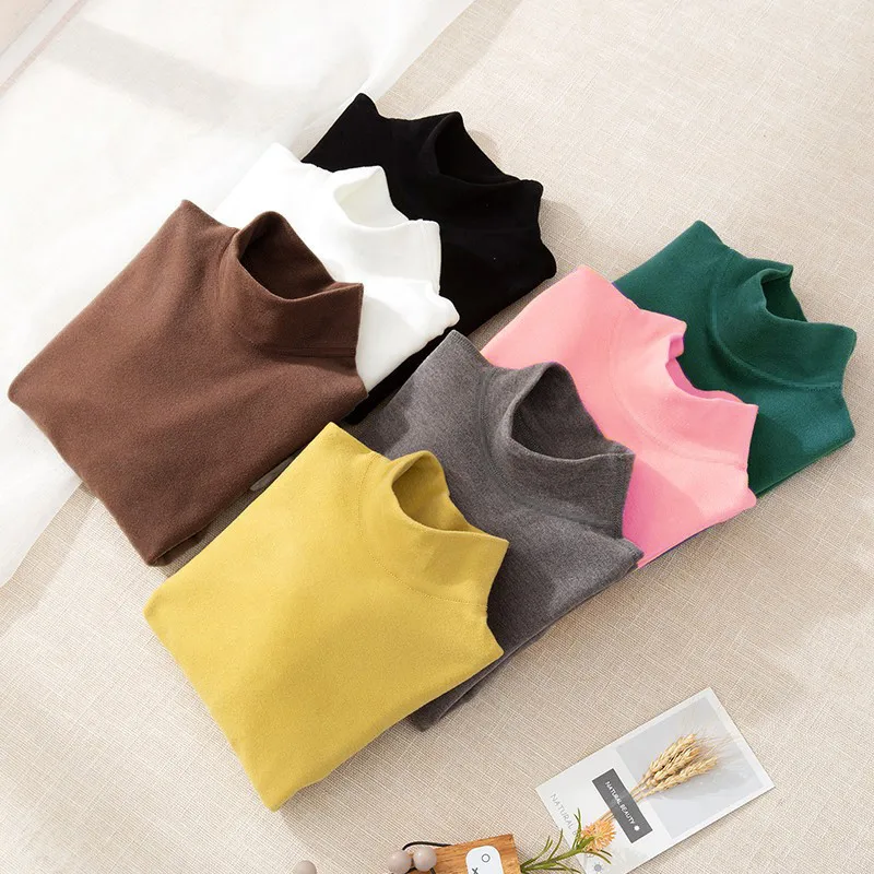Children Winter Thermal T-shirts Boys Girls Turtleneck