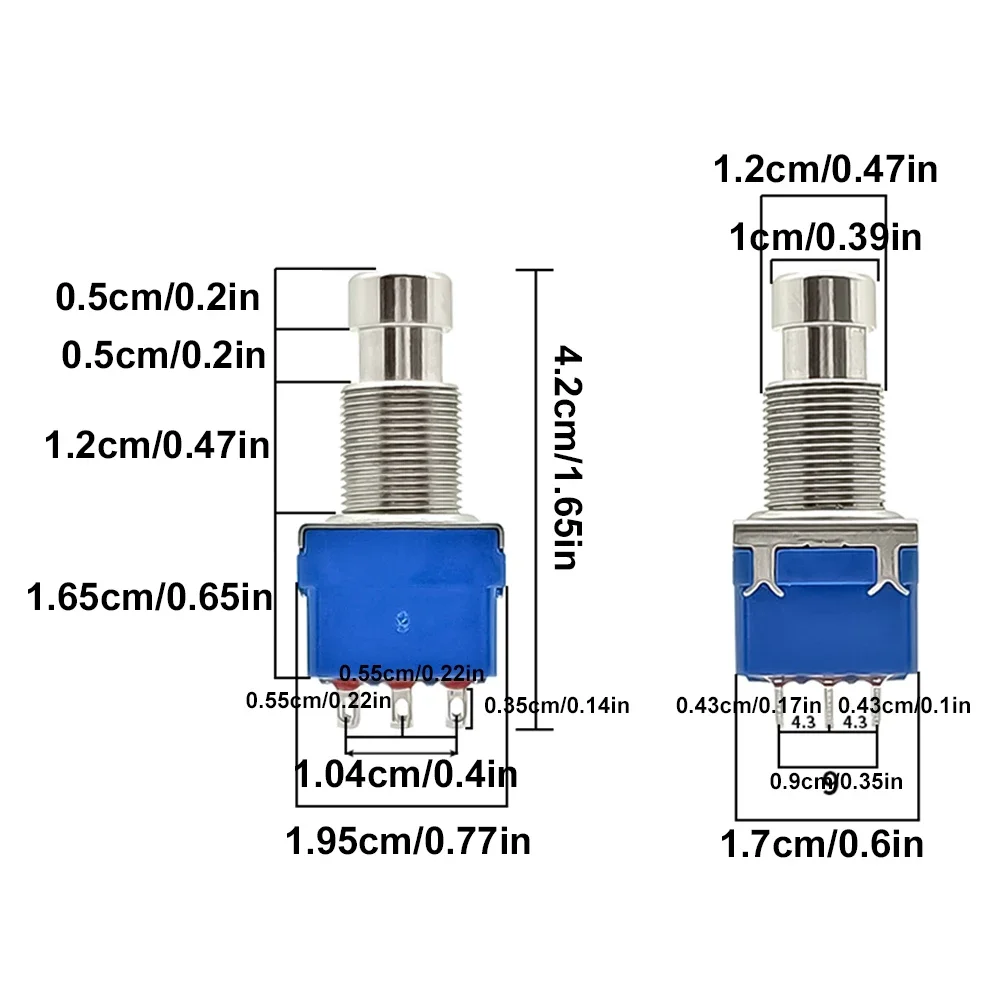 5pcs Guitar Effect Pedal 3PDT Footswitch 9 Pins Latching Stomp Push Button Footswitch Guitar Effect Pedal Push Button Footswitch