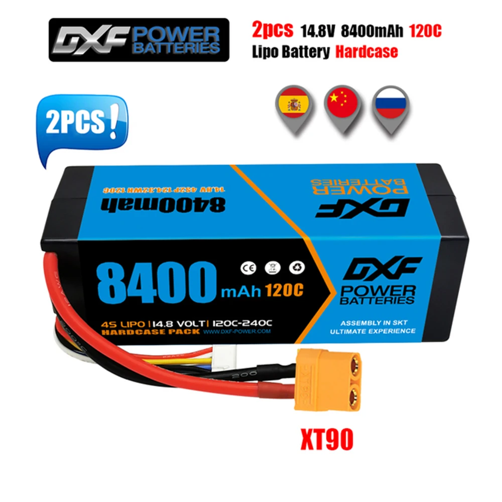 

DXF Lipo 4S 14.8V Battery 8400mAh 120C Blue Version Graphene Racing Series HardCase for RC Car Truck Evader BX Truggy 1/8 Buggy