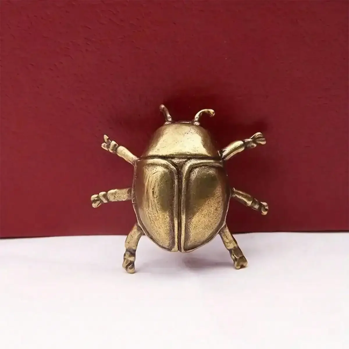 1/2PCS Pure Copper Brass Ladybug Figurines Mini Insect Home Tea Table Potted Plant Decorations Figurines & Miniatures