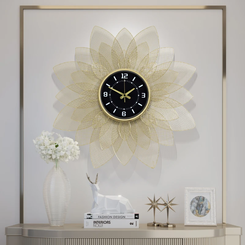 Lotus Metal Black Round Luxury Design Wall Clock 5 Lotus Metal Black Round Luxury Design Wall Clock 5