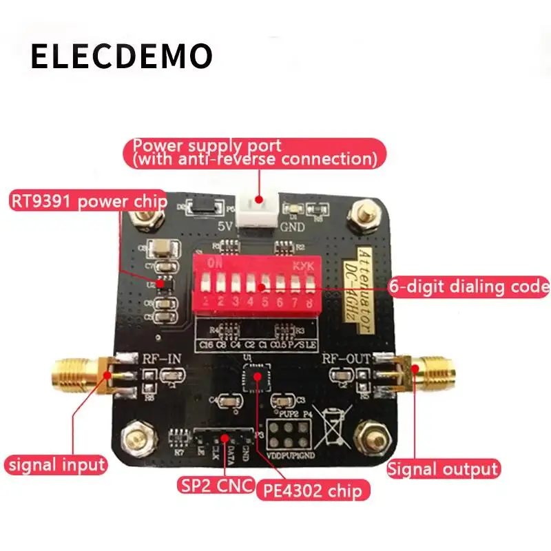 PE4302 Module Digital RF Attenuator Module High Attenuation Accuracy High Linear