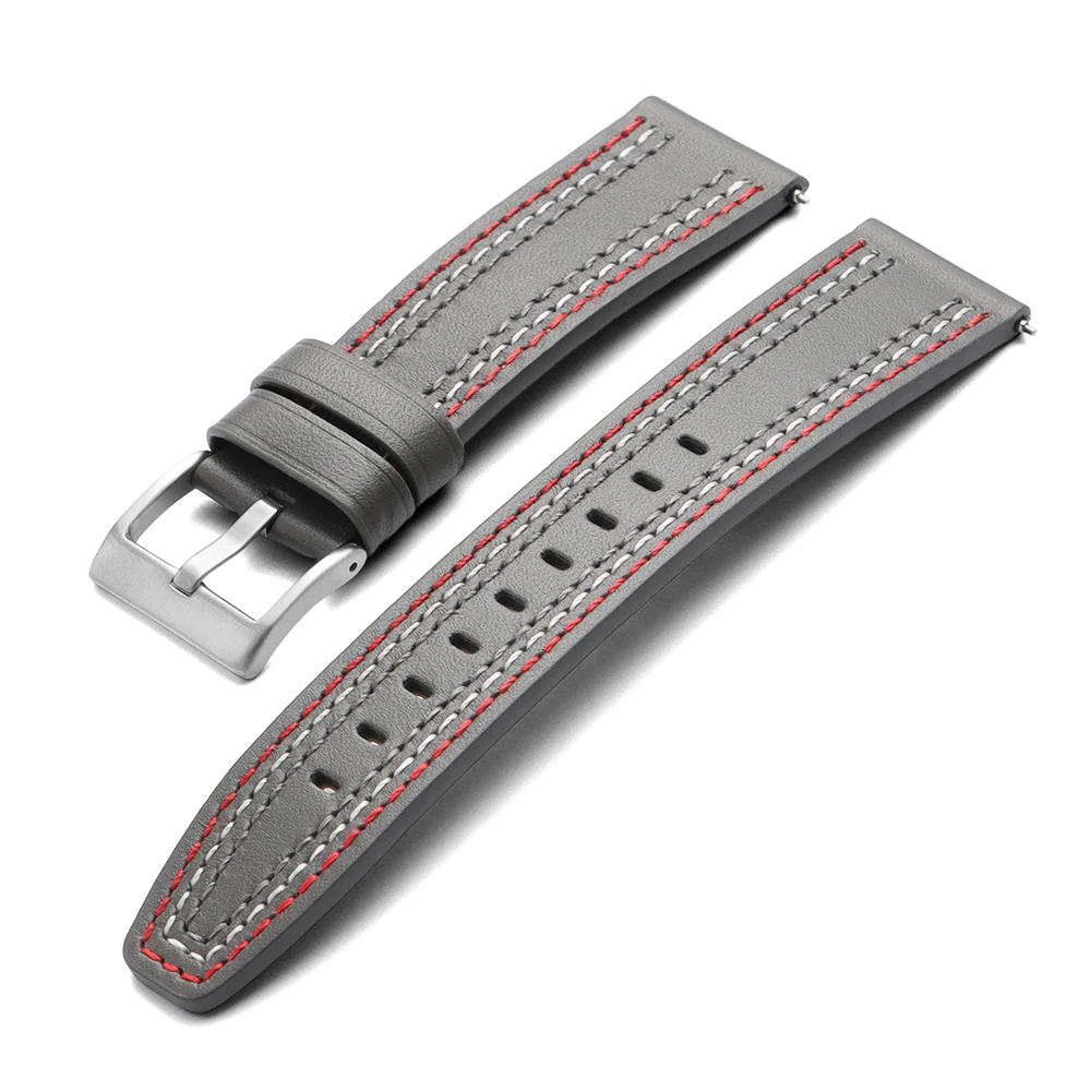 Genuine Cowhide Leather Universal Watchband Bracelet - Black, Blue, Gray, Brown