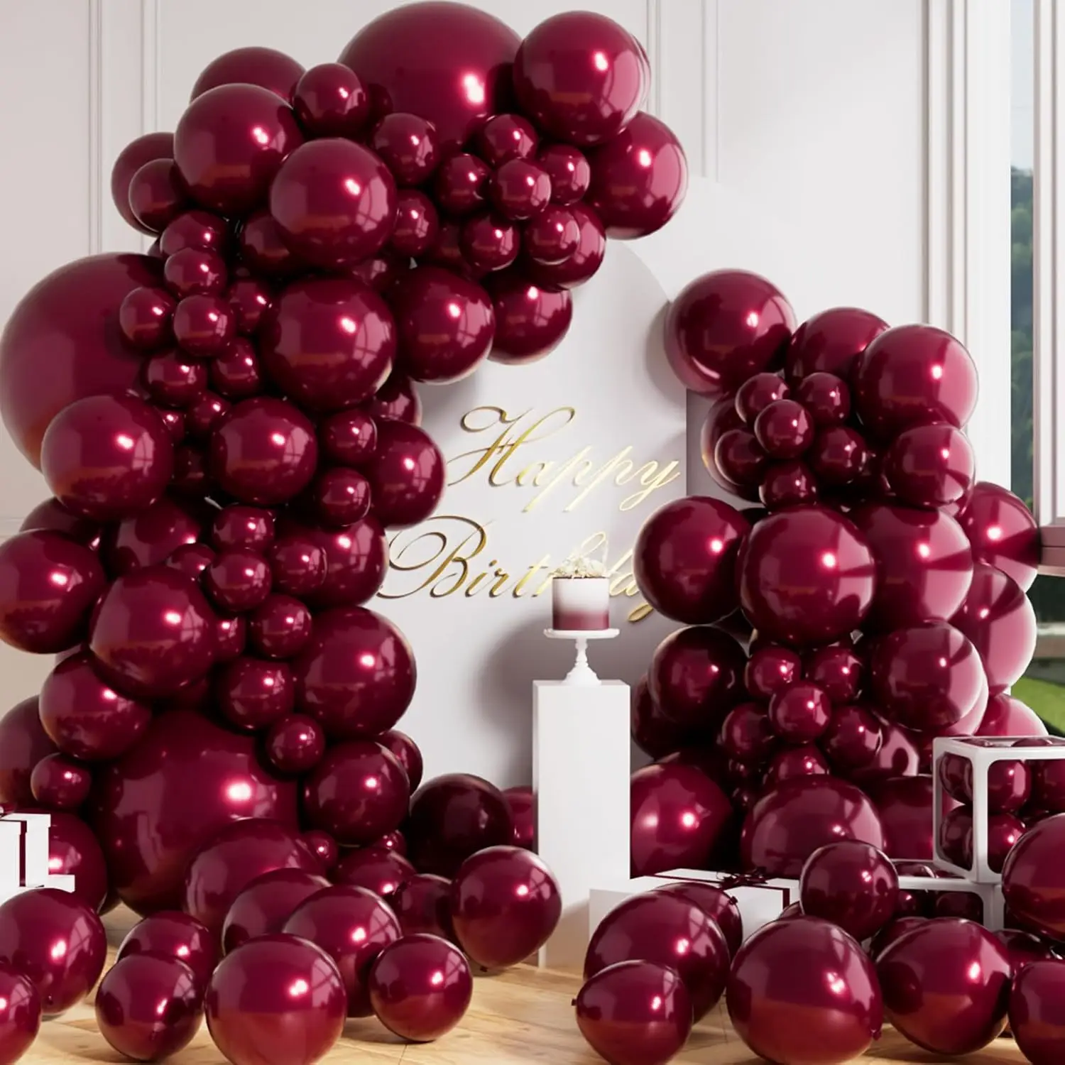 100 Stück dunkelburgunderrote Ballongirlande 18'' 12'' 10'' 5'' verschiedene Größen Weinroter Latexballon Geburtstag Hochzeit Babyparty Anni