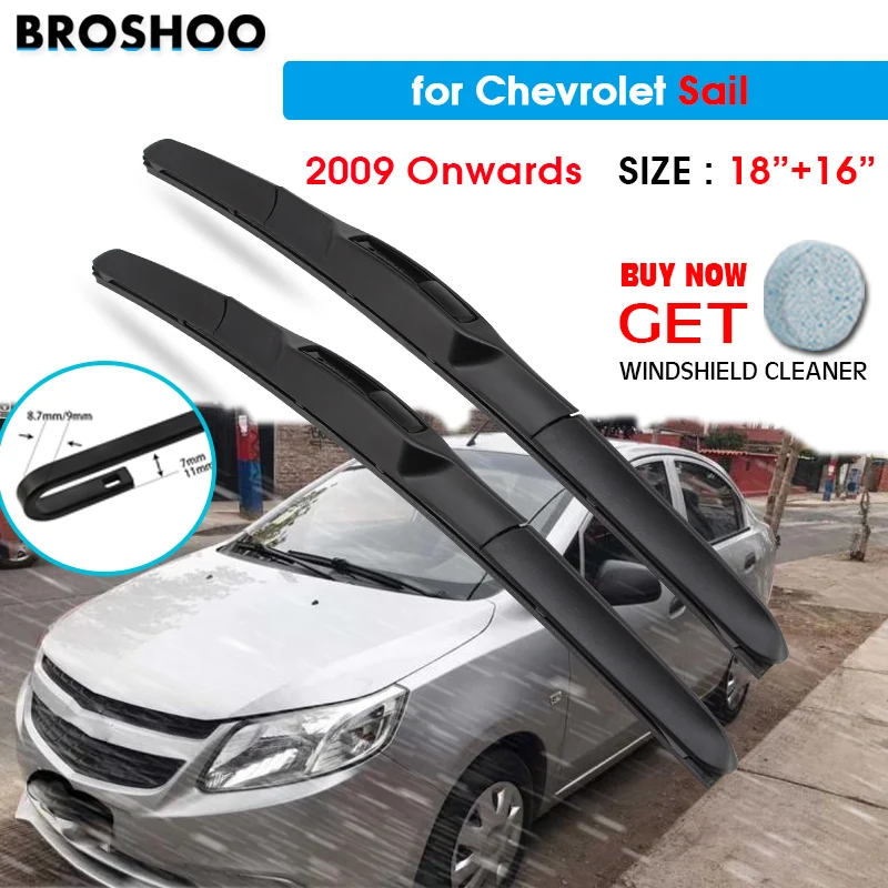 

Щетка стеклоочистителя для Chevrolet Sail 18 "+ 16" 2009 года автомобильные стеклоочистители для лобового стекла подходит для мытья окон U Hook Arms