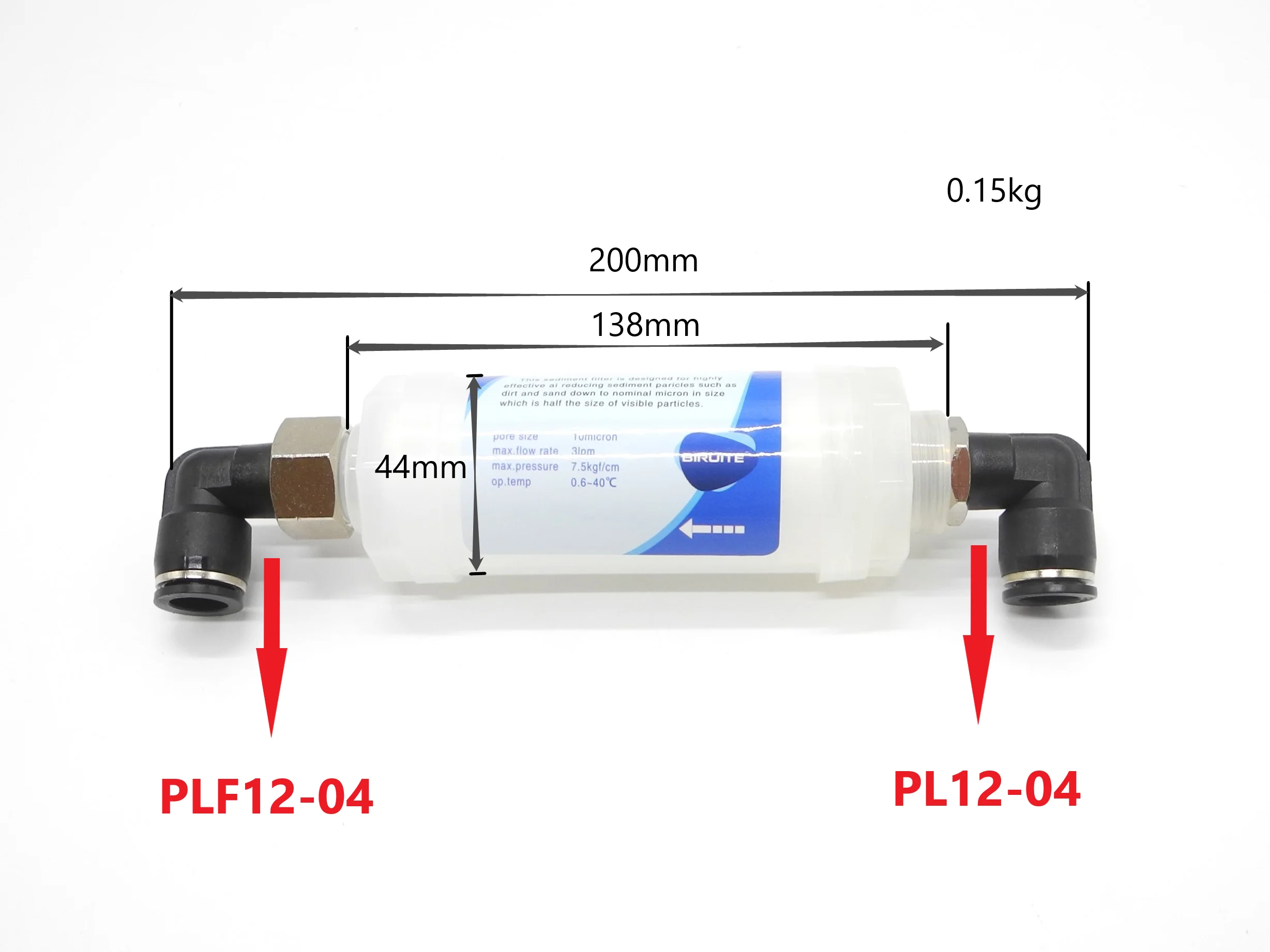 water filter Water filter 10 microns with connector for 808 diode laser machine connector: PL12-04 and PLF12-04