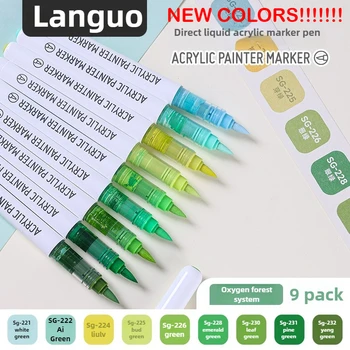 Languo 207/9 Direct Liquid Acrylic Paint Pens Brush Color Marker Pen for Rock Painting Stone Ceramic DIY Art Supplies Stationery