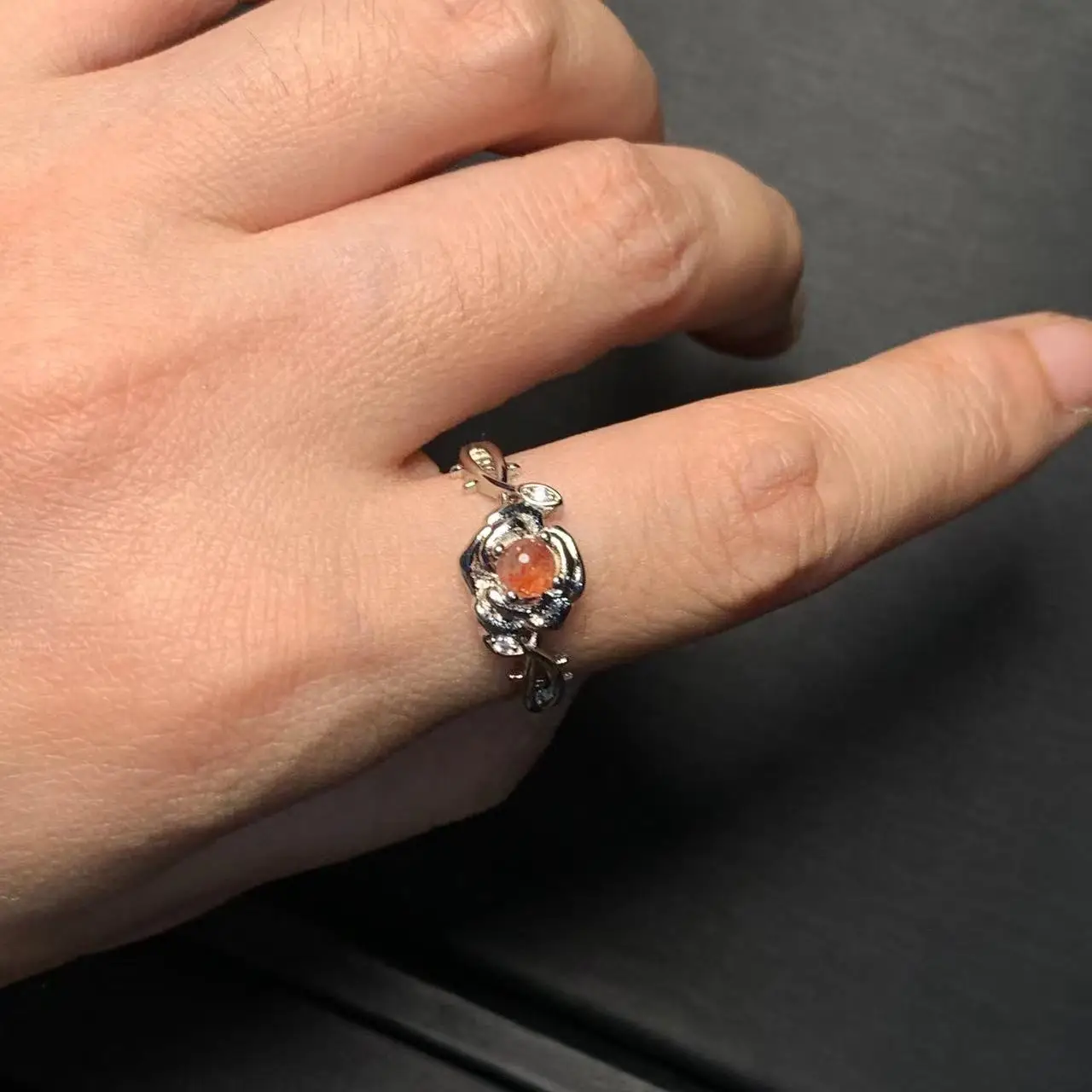 Natural Sanidine Gold Sunstone Ring Adjustable Female Heart ring Jewelry for Women Gift Wholesale High Quality Vintage Fine