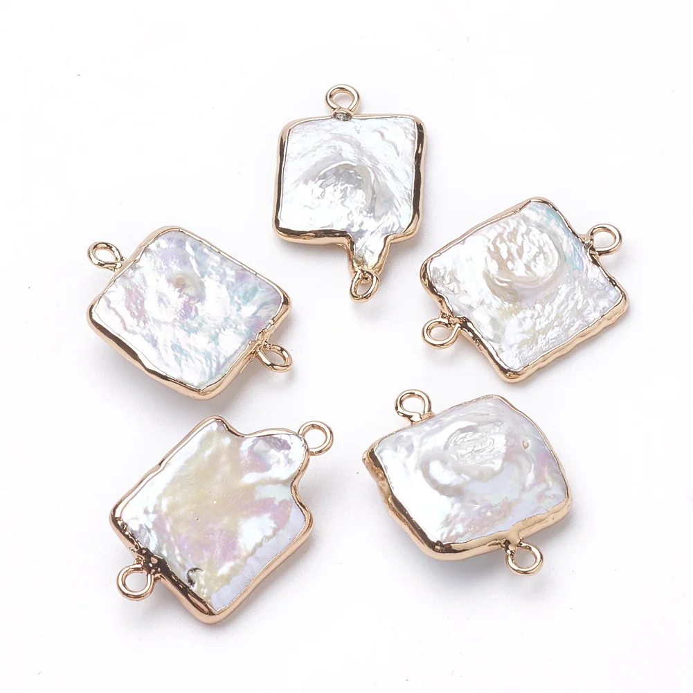 10Pcs Natural Baroque Pearl Links Connectors Charms Cultured Freshwater Pearl Pendants For DIY Bracelet Necklace Jewelry Making