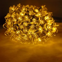 Solar Cherry Blossom Outdoor Waterproof String Lights - Purple, Blue, Warm, Multi - Color - 7M 50LED (Warm)