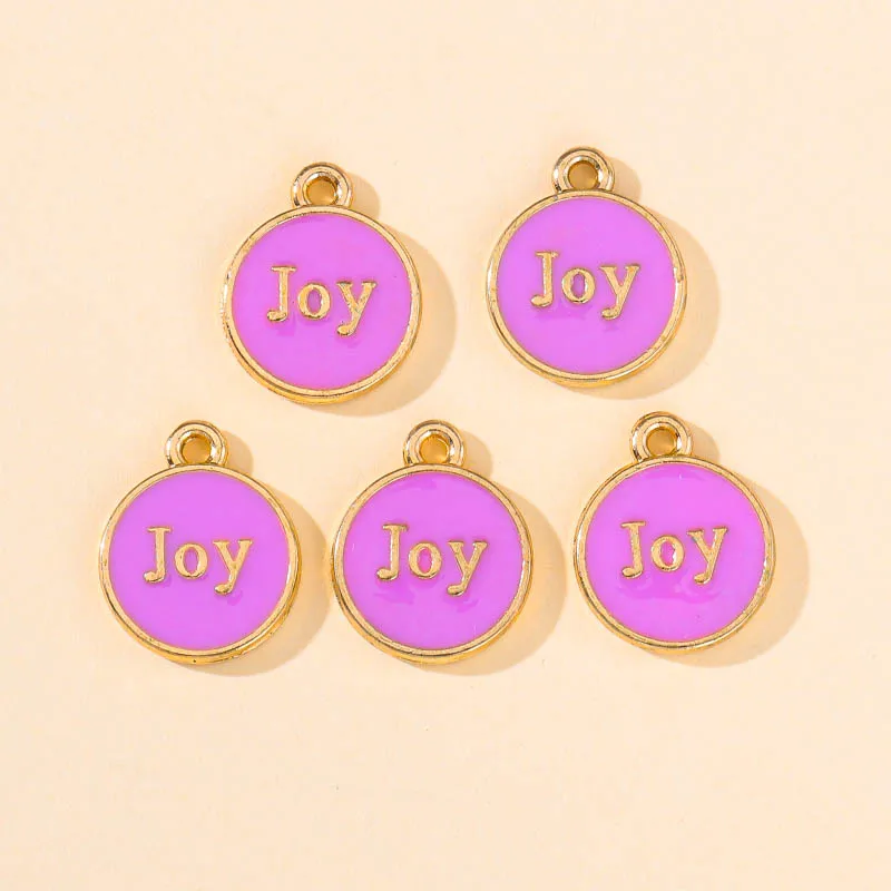 20 Teile/los 12x14mm 9 farbe Freude Brief Doppel Gesicht Emaille Legierung Charme Anhänger DIY Tropfen Ohrring Für frauen Schmuck Machen Zubehör – Detail 9