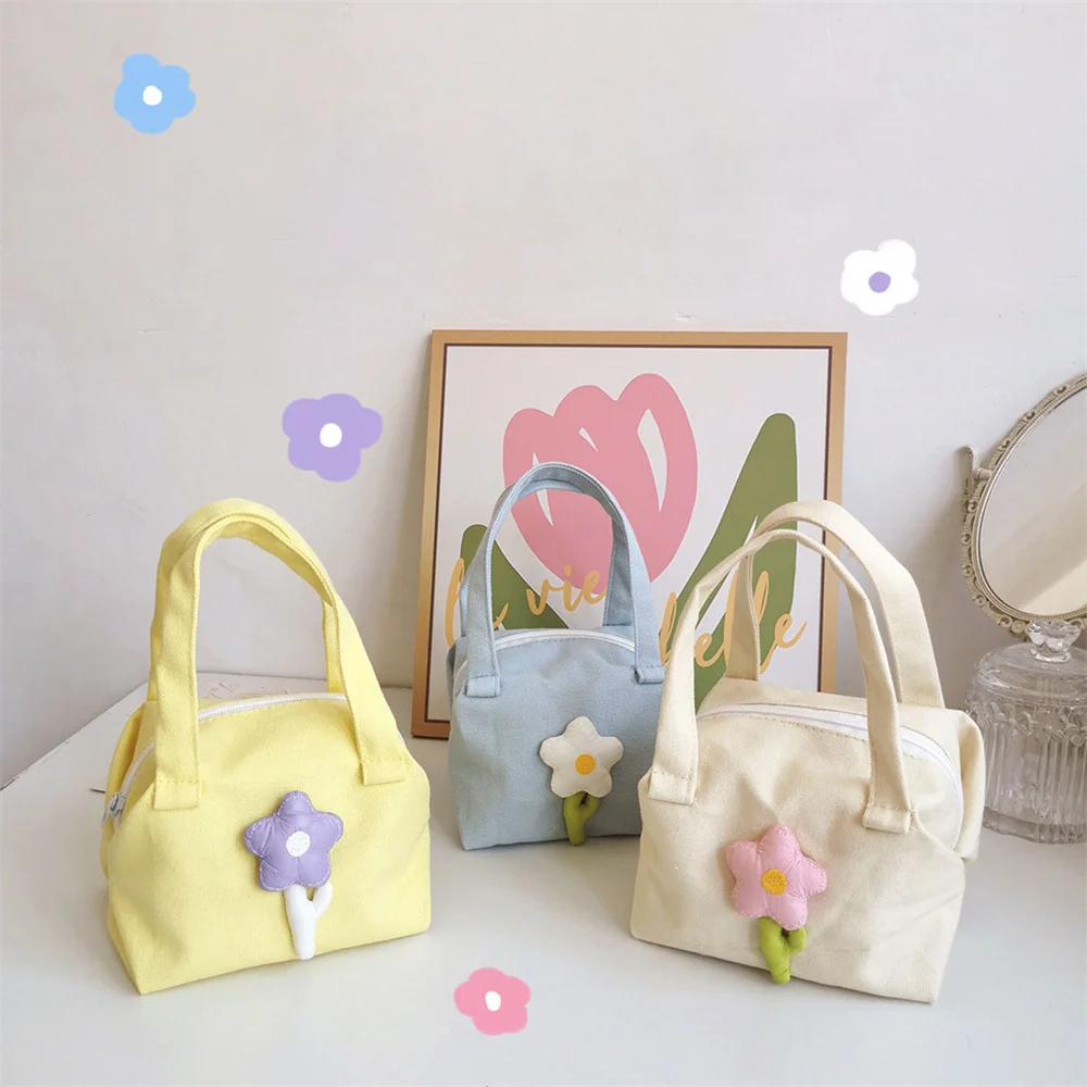 

Новая женская портативная мини-сумка, цветная трехмерная тканевая сумка для хранения с цветами, холщовая переносная сумка для покупок на молнии