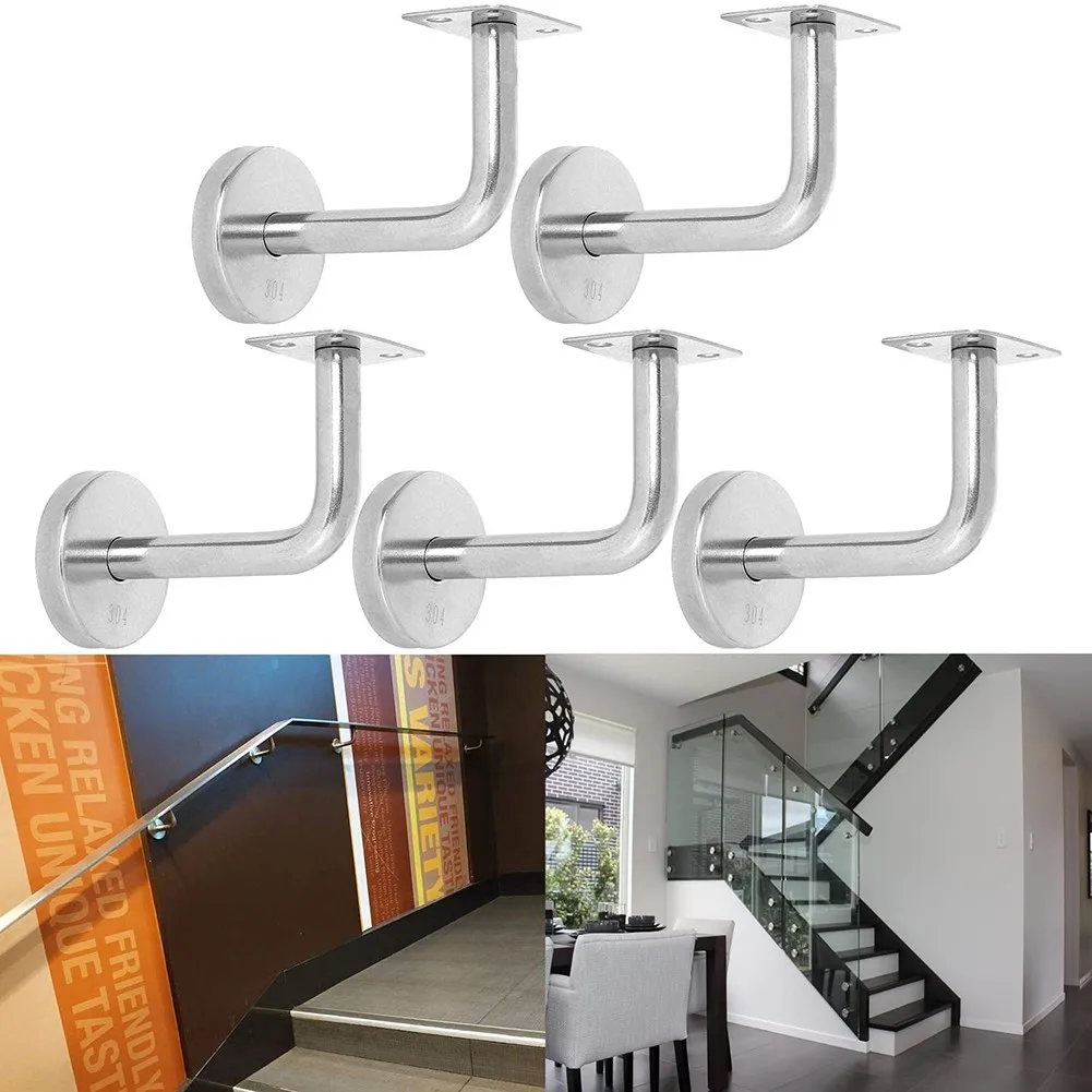 

1pc Handrail Bracket Bannister 90 Degrees Stainless Steel Solid Wall Support Hand Rail Balustrade Mopstick Strong Hardware