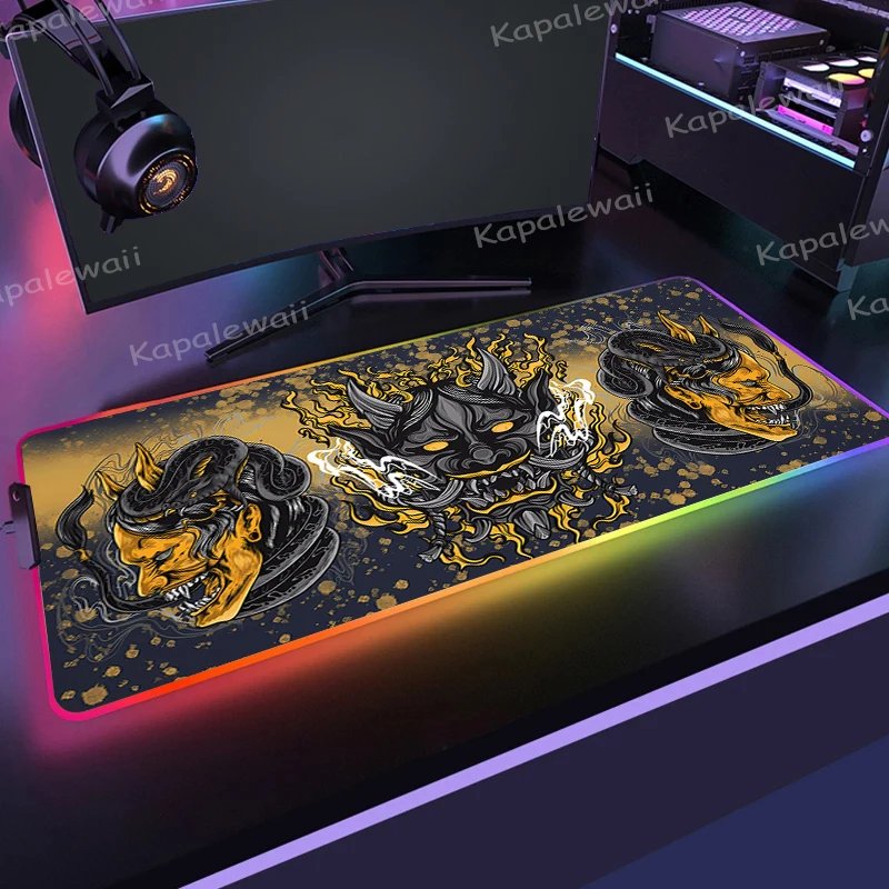 

Gaming Mouse Pad RGB Samurai Mouse Pad Gamer Computer Mousepad RGB Backlit Mause Pad Large Mouse Pad Desk Keyboard LED Mice Mat