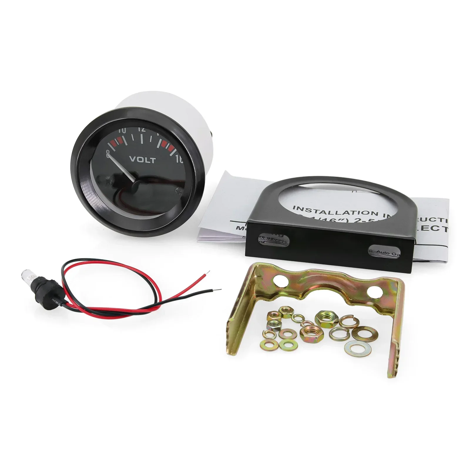 Automobile Gauge 2" 52MM Black Water Temperature /Oil Temperature/Oil Press Psi/Voltmeter/Fuel Level Gauge Car Meter with Bracket Pod Holder 12V