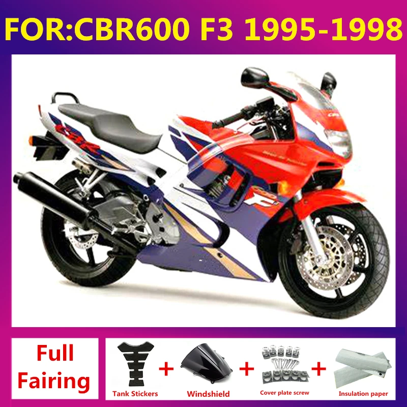 

For CBR600 CBR600RR CBR 600 F3 1995 1996 1997 1998 Motorcycle full Fairing Kit fit Bodywork Plastic fairings kits set red white