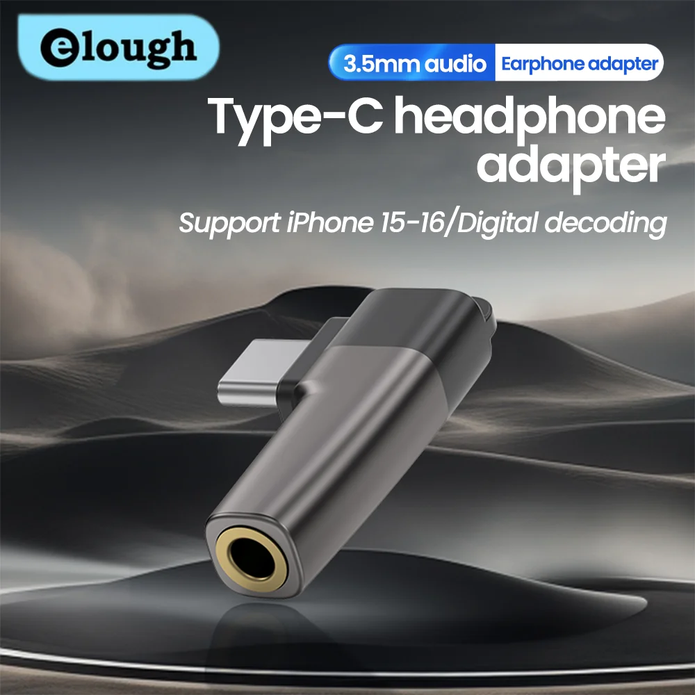 Elough Type-c to 3.5mm earphone Mini adapter Audio Adapter To 3.5mm Headphone Jack converter for iphone 16 Samsung converter type c to 3.5mm adapter usb to 3.5mm adapter