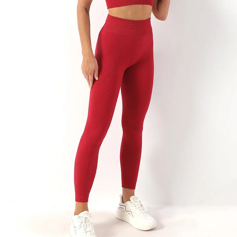 Ribbed Seamless Leggings Women Yoga Pants Push Up Sports Leggings High Waist Fitness Workout Tights