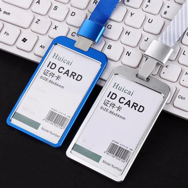 Fashion Metal Card Cover Case Bank Business Work Card Holder with ABS Retractable Badge Reel Lanyard Credit ID Card Badge Bag 5