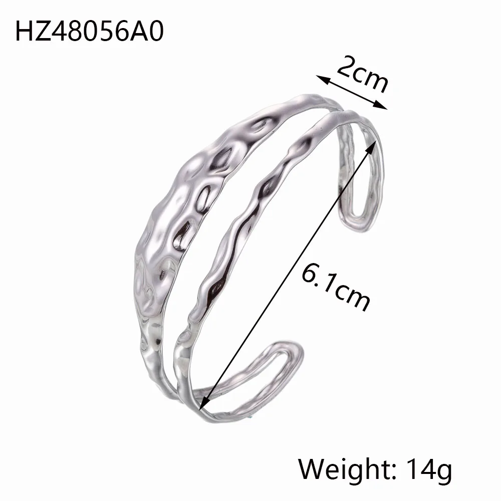 CARLIDANA Fashion Waterproof Stainless Steel Silver Color Bracelets Geometric Multilayers Open Adjustable Women Bracelets 6