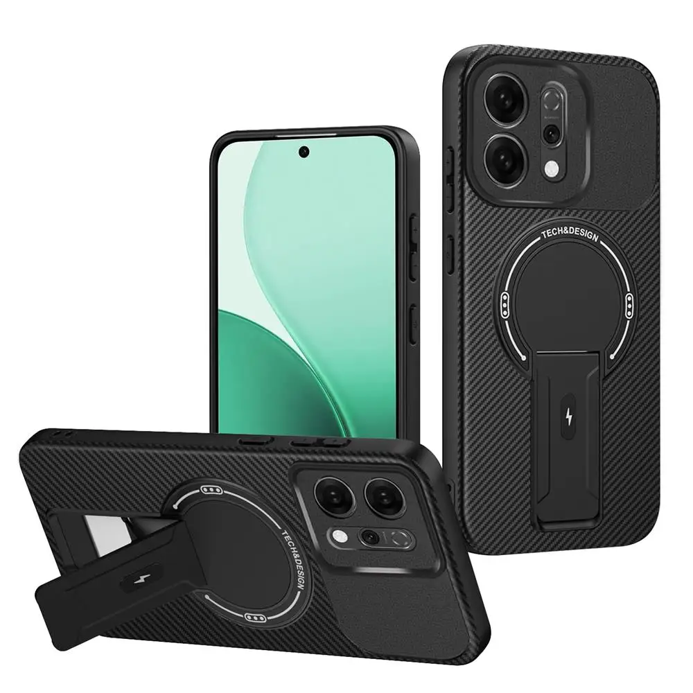Luxury Magnetic Carbon Stand Wireless Charging Phone Case