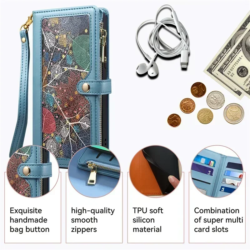 Premium Croobody Leather Wallet Zipper Case