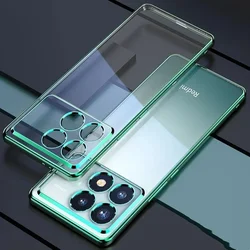 Luxury Plating Clear Silicone Case - Transparent Cover - Poco M6 Pro 5G (Green)