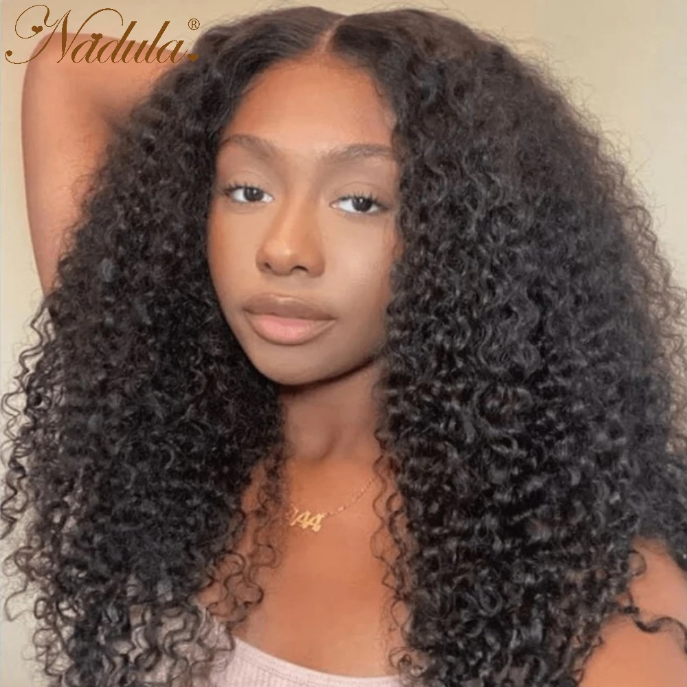 

Nadula Hair Kinky Curly 5x5 Transparent HD Lace Closure Wig Natural Color Glueless 180% Density Human Hair Wigs Pre Plucked