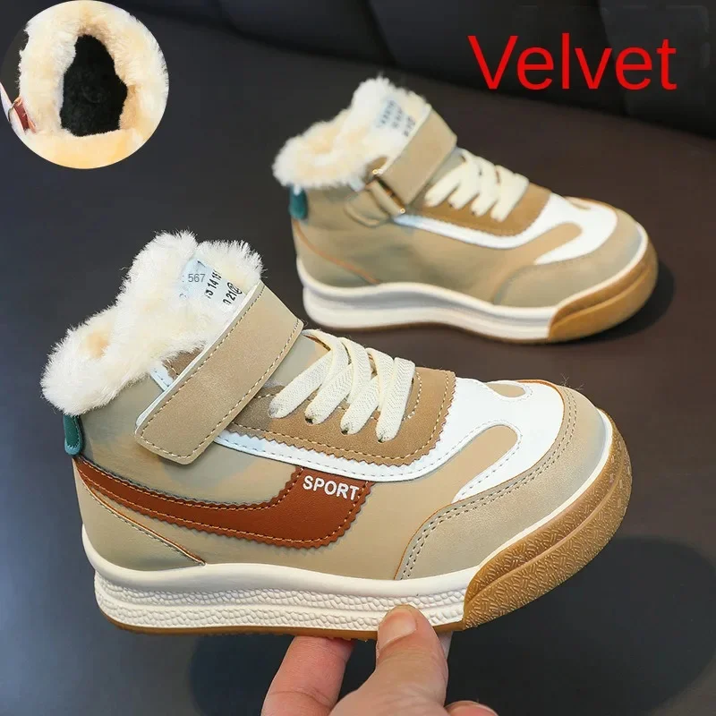 

Children's Shoes Winter Velvet Shoes Winter Shoes Older Children's Cotton Shoes Autumn and Winter High-Top Girls' Sneakers