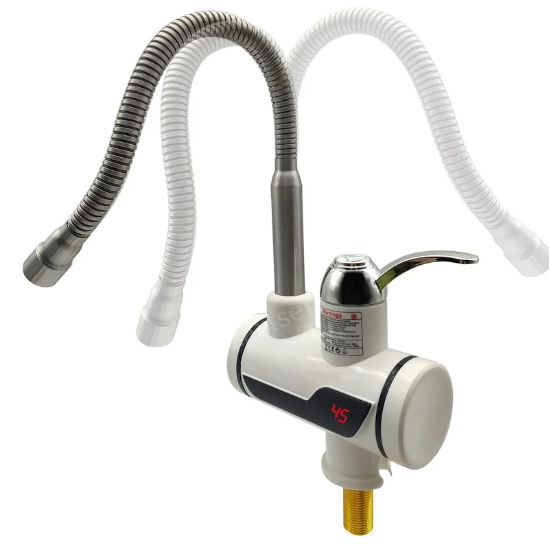 เครื่องทําน้ําอุ่นก๊อกน้ํา Tankless เครื่องทําความร้อนห้องครัวน้ําร้อน TAP ห้องน้ําเครื่องทําความร้อนไฟฟ้า 220 V เปลือกสแตนเลส 1