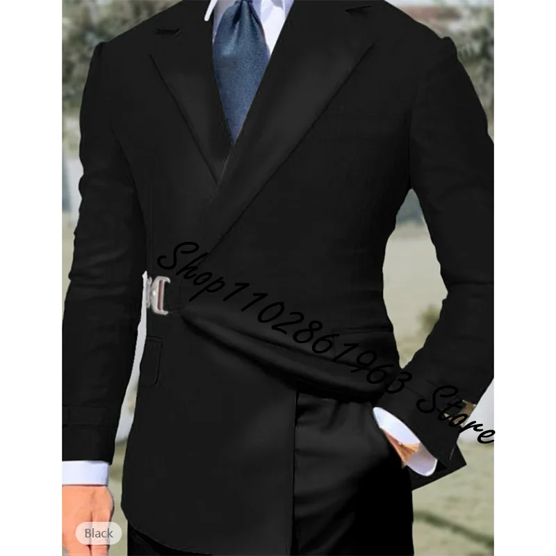 Tailor Made Burgundy Men Suits Notched Lapel Men Blazer Two Pieces Jacket Pants Slim Fit Groom Wedding Tuxedos Costume Homme