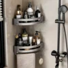 Bathroom Shelf No Drill Wall Mounted Shampoo Bottle Shower Corner Rack Toilet Storage Rack Aluminum Bathroom Kitchen Accessories 6