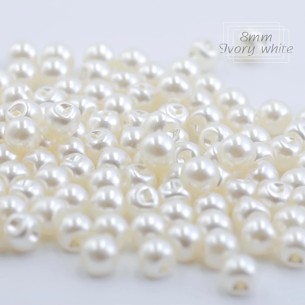 Hisenlee 6 Size Sewing Buttons Side Hole Round Plastic Pearl Buttons 6mm 8mm 9mm 10mm 12mm 14mm White/Ivory Accessories 100Pcs 3